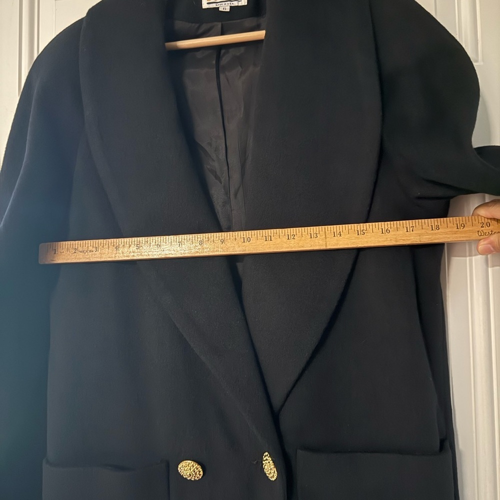 VTG Lorovi Woman’s Black Classic 80s Retro Look Wool Coat Jacket USA Made - Picture 5 of 9
